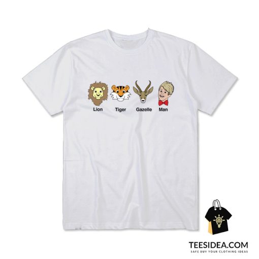 Lion Tiger Gazelle Man Rockstar Spud T-Shirt