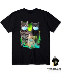 Three Cats Wear Face Mask T-Shirt